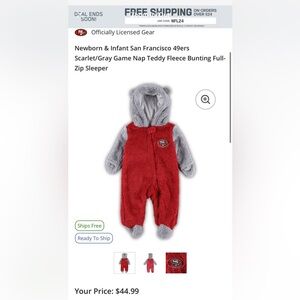 NWT San Francisco 49ers Fleece Zip Sleeper | 6-9 months